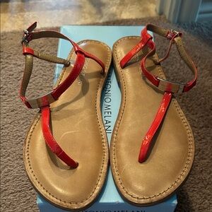 ANTONIO MELANI Red and Tan Women's Sandals